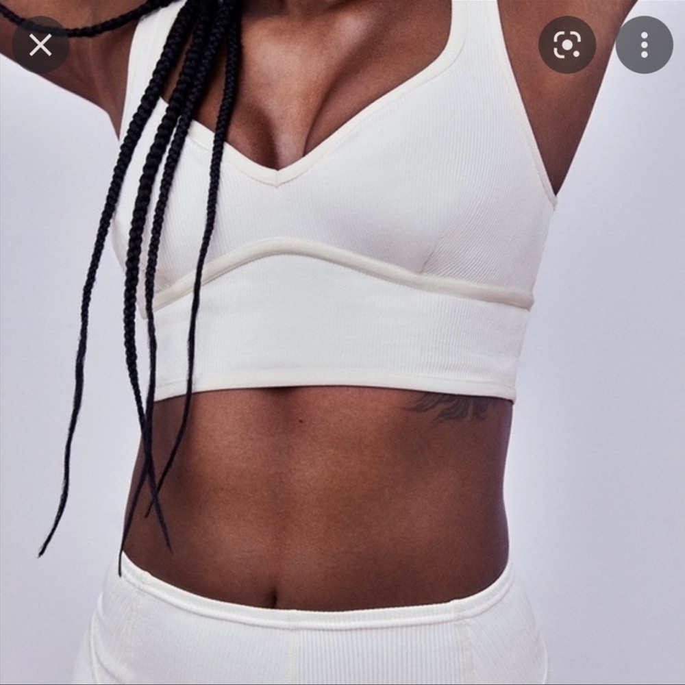 COPY - For love&lemons Mara cream ribbed sports bra